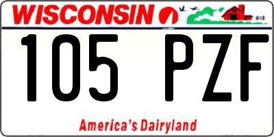 WI license plate 105PZF