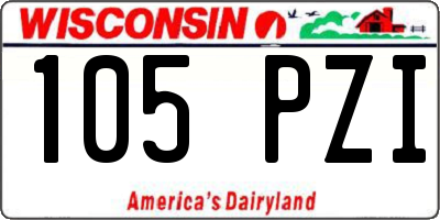 WI license plate 105PZI
