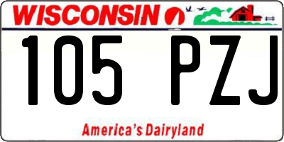 WI license plate 105PZJ