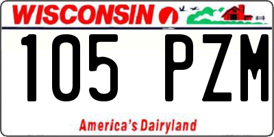 WI license plate 105PZM