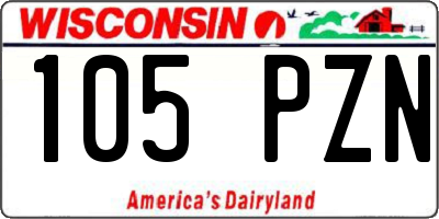 WI license plate 105PZN