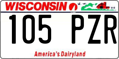 WI license plate 105PZR