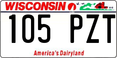 WI license plate 105PZT