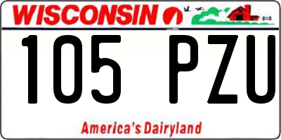 WI license plate 105PZU
