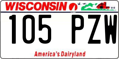WI license plate 105PZW
