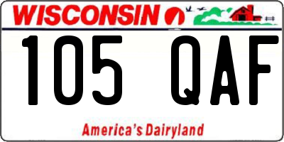 WI license plate 105QAF