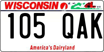 WI license plate 105QAK