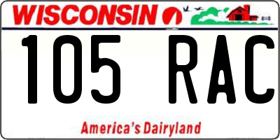 WI license plate 105RAC