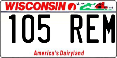 WI license plate 105REM