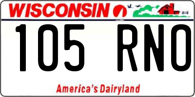 WI license plate 105RNO