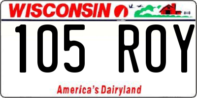 WI license plate 105ROY