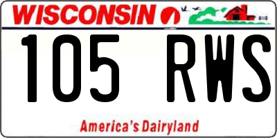 WI license plate 105RWS