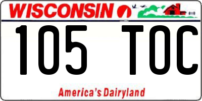 WI license plate 105TOC