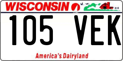 WI license plate 105VEK
