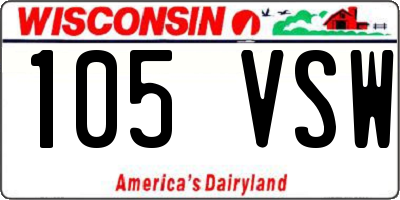 WI license plate 105VSW