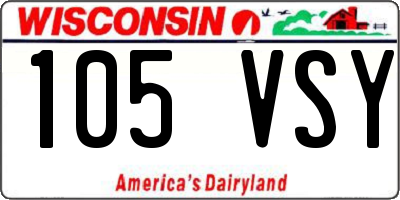 WI license plate 105VSY