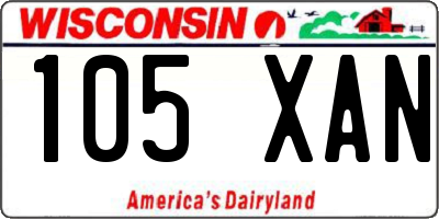 WI license plate 105XAN