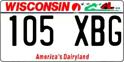 WI license plate 105XBG