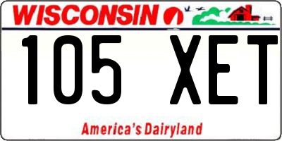 WI license plate 105XET