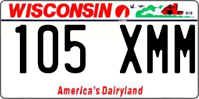 WI license plate 105XMM