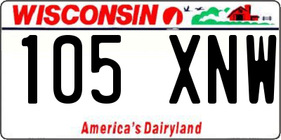 WI license plate 105XNW