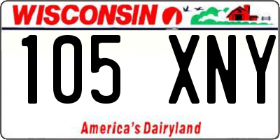 WI license plate 105XNY