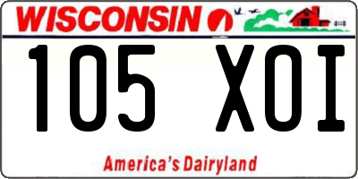 WI license plate 105XOI
