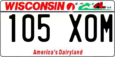 WI license plate 105XOM