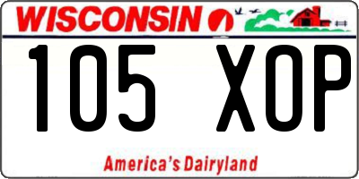 WI license plate 105XOP
