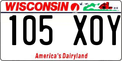 WI license plate 105XOY