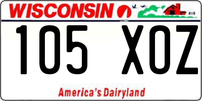 WI license plate 105XOZ
