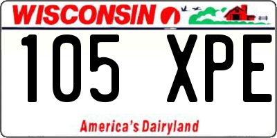 WI license plate 105XPE