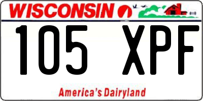 WI license plate 105XPF