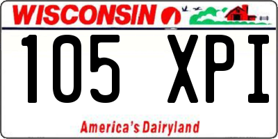 WI license plate 105XPI