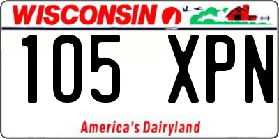 WI license plate 105XPN