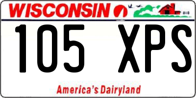 WI license plate 105XPS