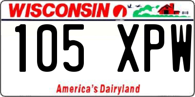 WI license plate 105XPW