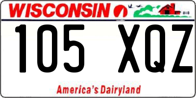 WI license plate 105XQZ
