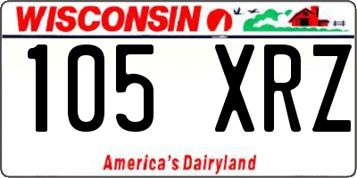 WI license plate 105XRZ