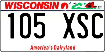 WI license plate 105XSC