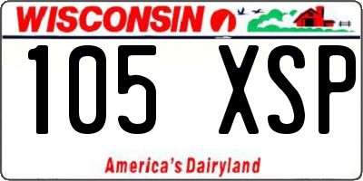 WI license plate 105XSP
