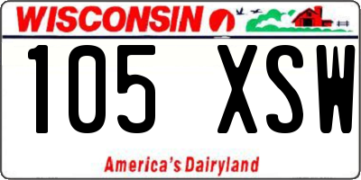 WI license plate 105XSW