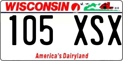 WI license plate 105XSX