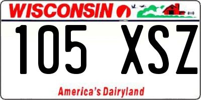 WI license plate 105XSZ