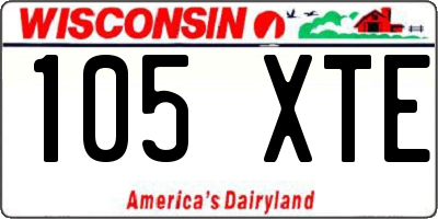 WI license plate 105XTE
