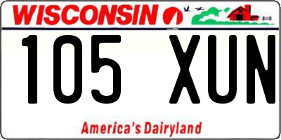WI license plate 105XUN