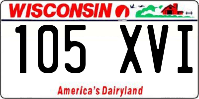WI license plate 105XVI