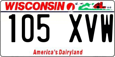 WI license plate 105XVW