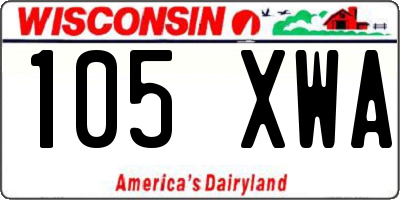 WI license plate 105XWA