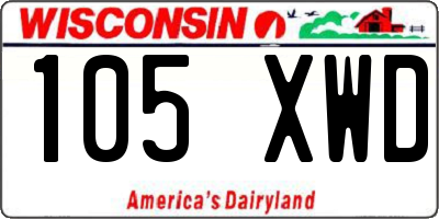 WI license plate 105XWD